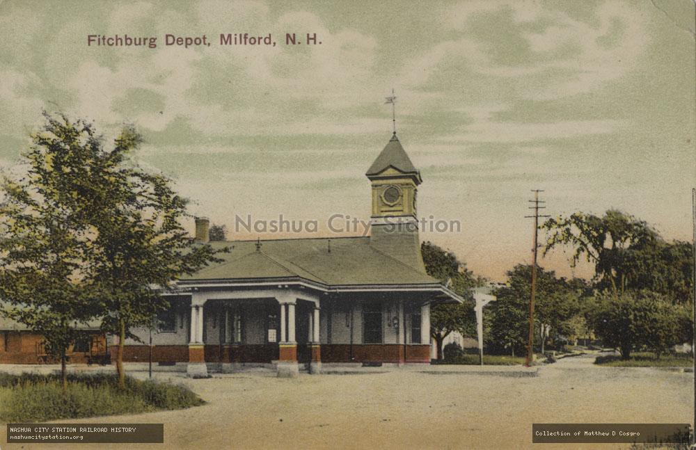 Postcard: Fitchburg Depot, Milford, New Hampshire